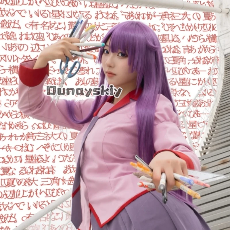 Disfraz de Cosplay de Hitagi Senjougahara de Bakemonogatari KS*23, Chaleco, Manga Corta, Traje Largo, Personaje de Anime para Con, Halloween