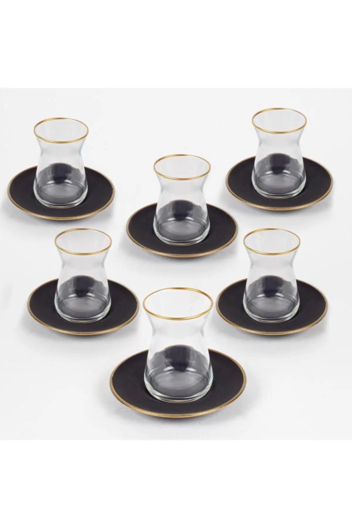 DOLBOVI Black 12 Piece Tea Set-132 Ml English Tea Glass Cup