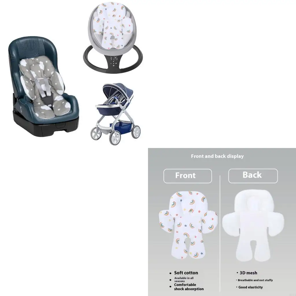 R66D Infant Cart Cushion Breathable Mesh Design Headrest Detachable for Newborns Strollers Swing and Cradle