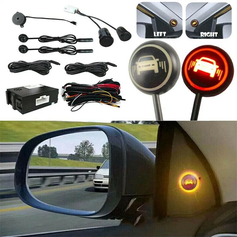Universal Car BSD BSM Blind Spot Monitoring Detection System LCA Lane Change Assist Warning Ultrasonic Radar Sensor Kit Black