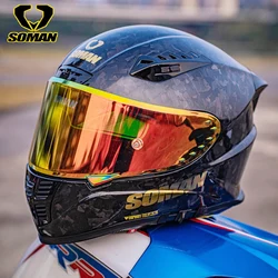 SOMAN Full Face Helmets for Motorcycles Lightweight Carbon Fiber Motorcycle Helmet Street Bike Racing Casque Moto DOT Approved