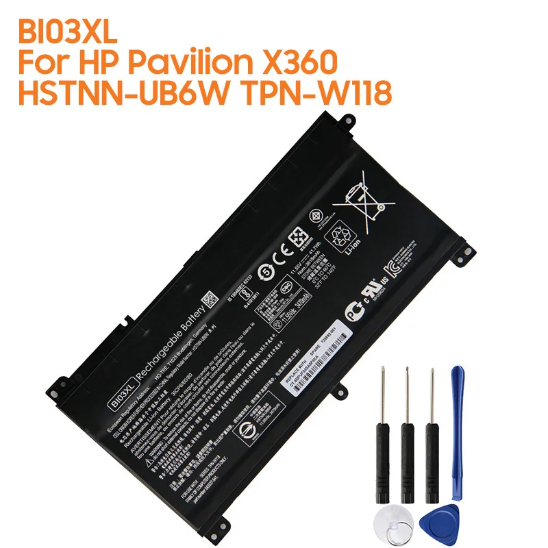 New Replacement Battery BI03XL For HP Pavilion X360 HSTNN-UB6W TPN-W118 13-U142TU Rechargeable Batteries 3470mAh High Capacity