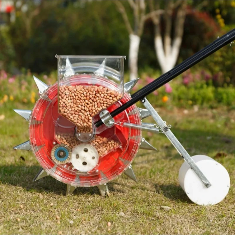 Multifunctional Hand-Push Drum Seeder - Small Sowing Machine for Corn, Peanuts, Soybeans & Vegetables