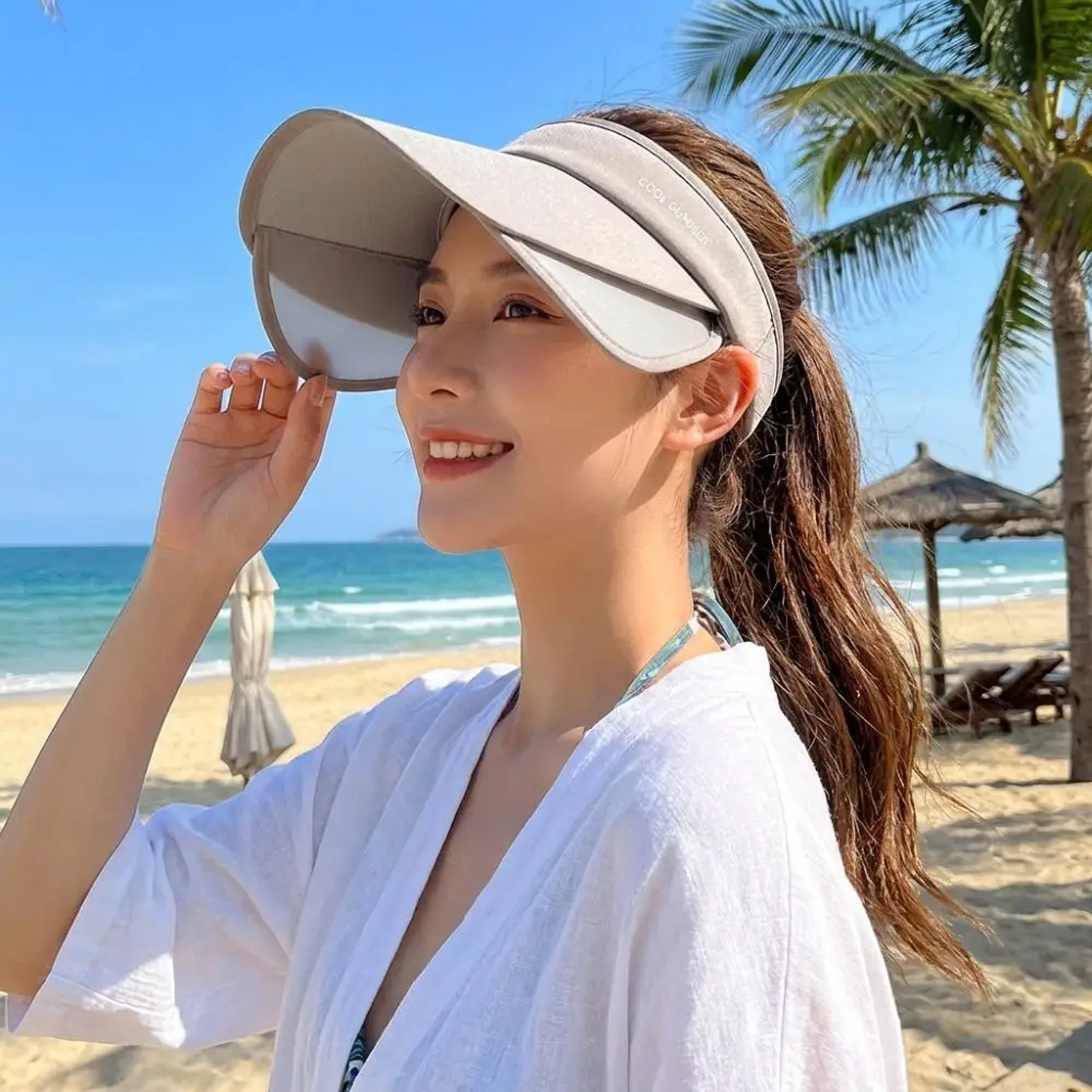Breathable Sun Protection Hat Adjustable Lightweight Stretchable Brim Hat Polyester UV Protection Empty Top Sun Hat Sports view 3