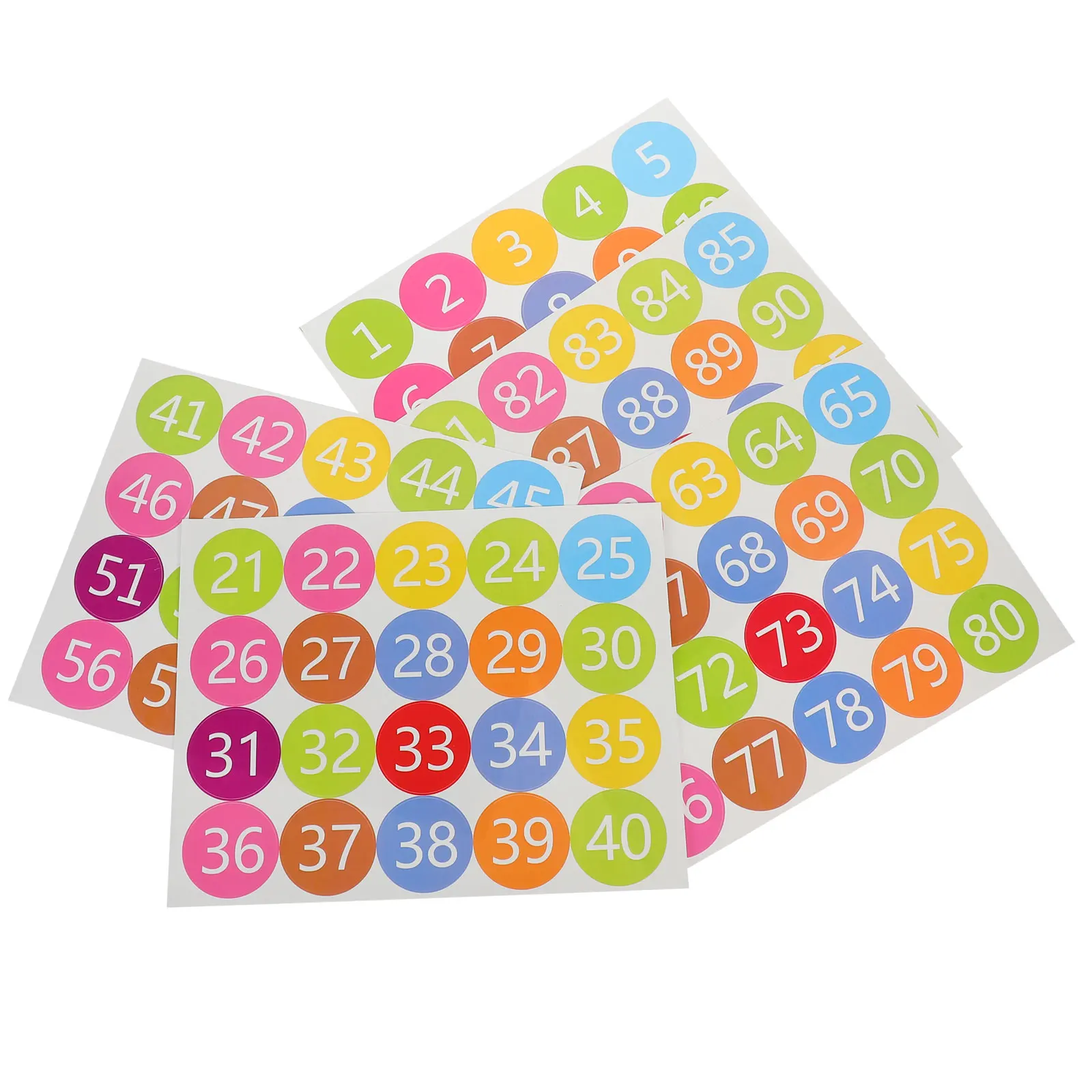 

100 Pcs Number Labels Colored Dot Stickers Round Classroom Floor Dots Marking Numbers Office Supplies Self Adhesive