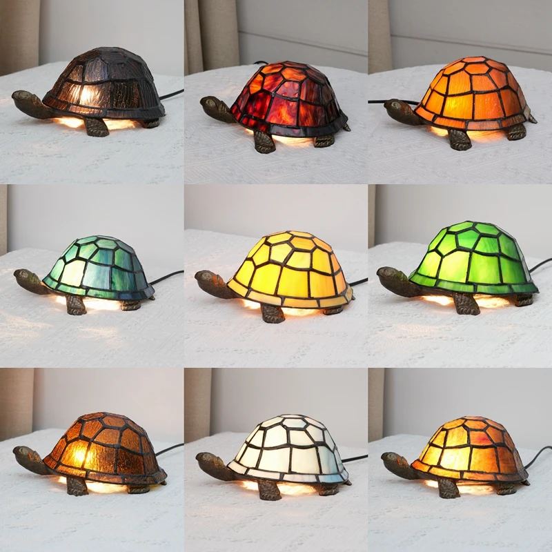 

Turtle Night Lamp Creative Gift Colored Glass Table Lamp Bedroom Bedside Lamp Restaurant Study Decoration Table Lamp Props