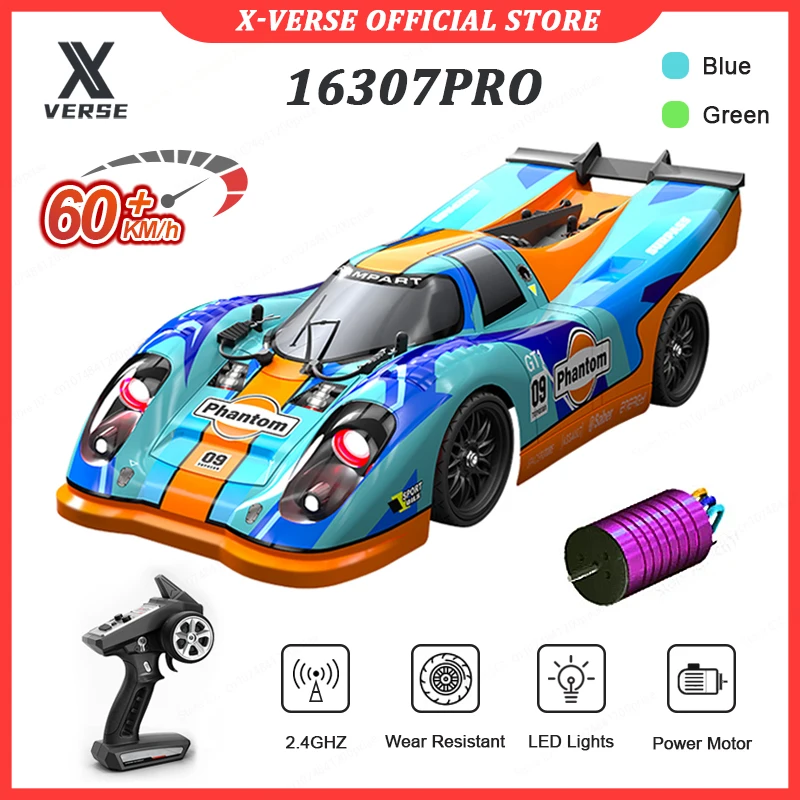 1:16 4WD RC Sports Car High Speed 60KM/H Brushless Motor Remote Control Car with LED Lights Simulation Design Children Toy Gifts