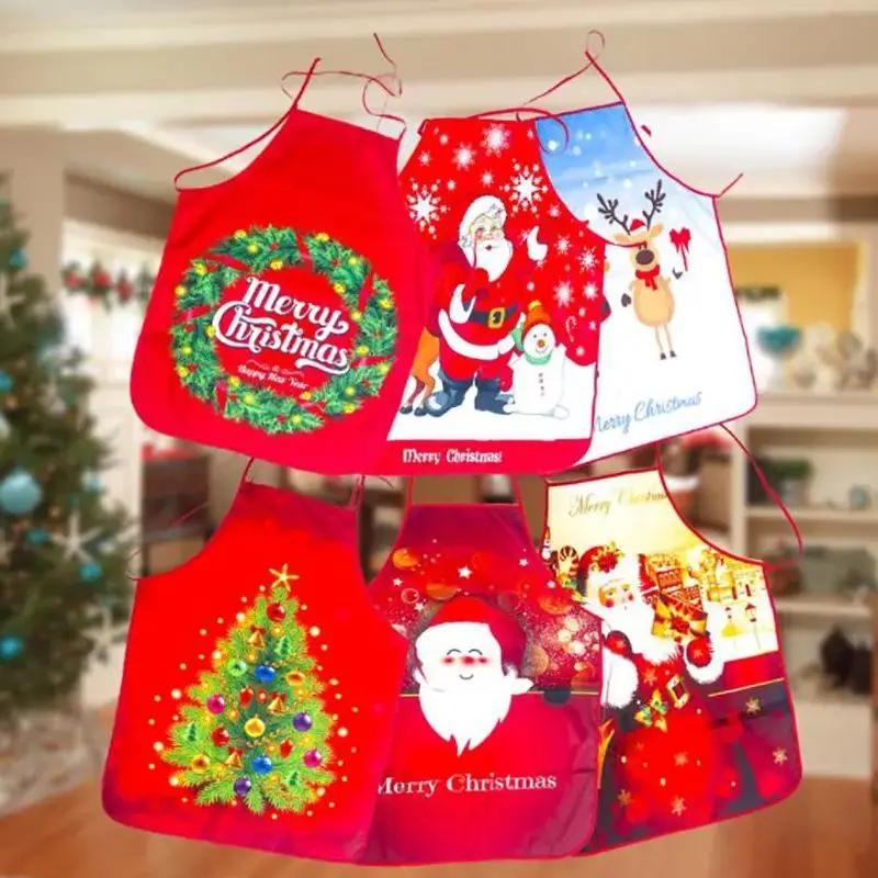 Santa Claus Apron Christmas Tree Dinner Decoration Men and Women Home Kitchen Cooking Baking Oil-proof Apron Baking 60x80cm