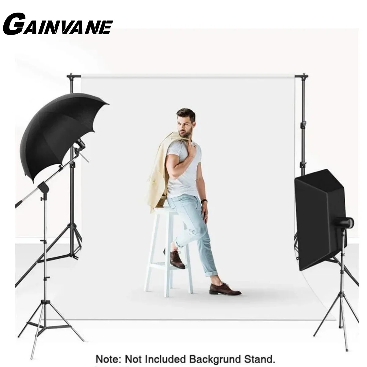 GAINVANE Photography Background Backdrop Cloth White Screen Background Stand Support Cloth Paper For Photo Studio Video Portrait