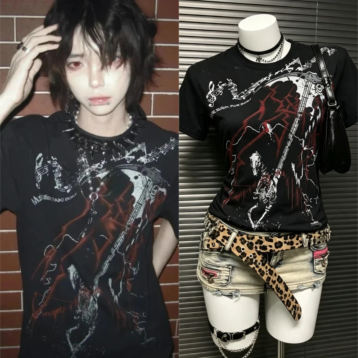 Summer Grunge Clothing - Y2k Subculture Aesthetic Black Punk Printing