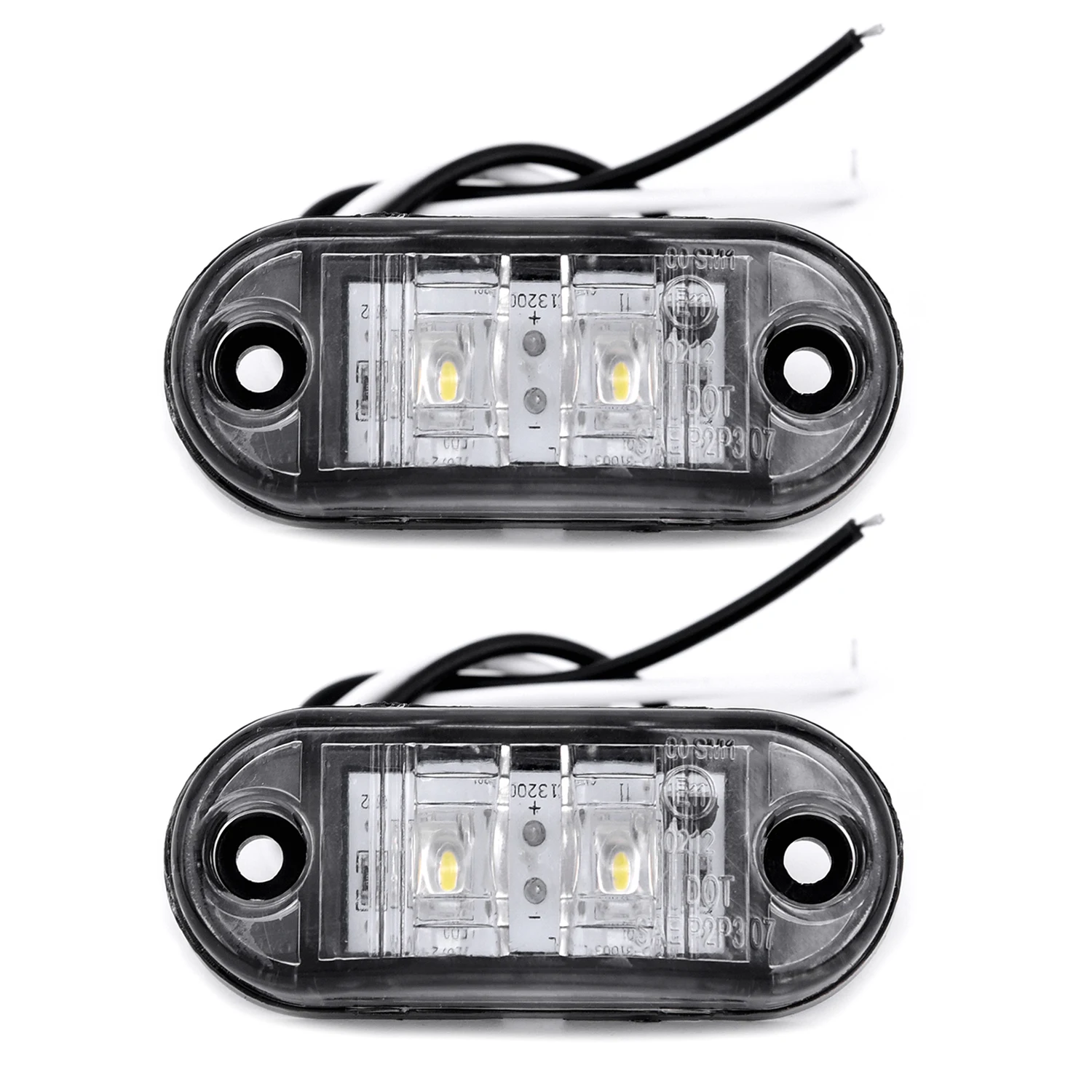 ไฟ LED เครื่องหมายด้านข้าง10V-30V 1คู่ไฟท้ายพลาสติกโคมไฟรถพ่วงรถบรรทุกรถบรรทุก0.5W สีขาวอุปกรณ์เสริมรถยนต์