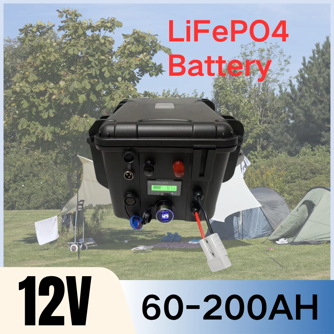 

LiFePo4 12V 60AH/80AH/100AH/120AH/150AH/180/200AH Lithium Battery with bms for fish boat vehicle power supply +10A charger byShe