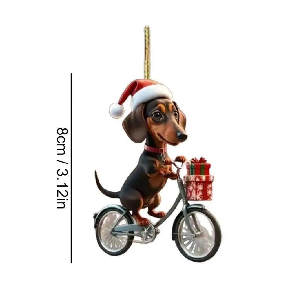 1PC Acrylic Dachshund Christmas Decorations, Flat Bike Puppy Ornaments, Car Mirrors, Key Chains, Home Decorations, Holiday Party