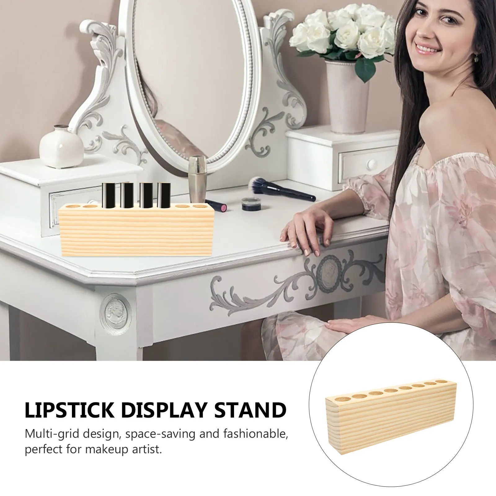 

Wooden Lipstick Holder Multi Grid ganizer St Rack Household Storage Practical Fashionable Tidy Clean Bedroom Desk Table
