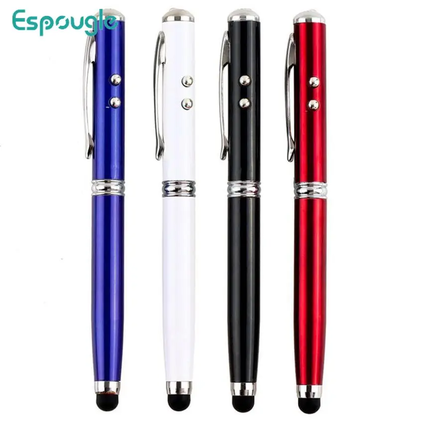 Universal 4 In1 Capacitive Stylus iPad Touch Screen Ballpoint Pen LED Light Pointer