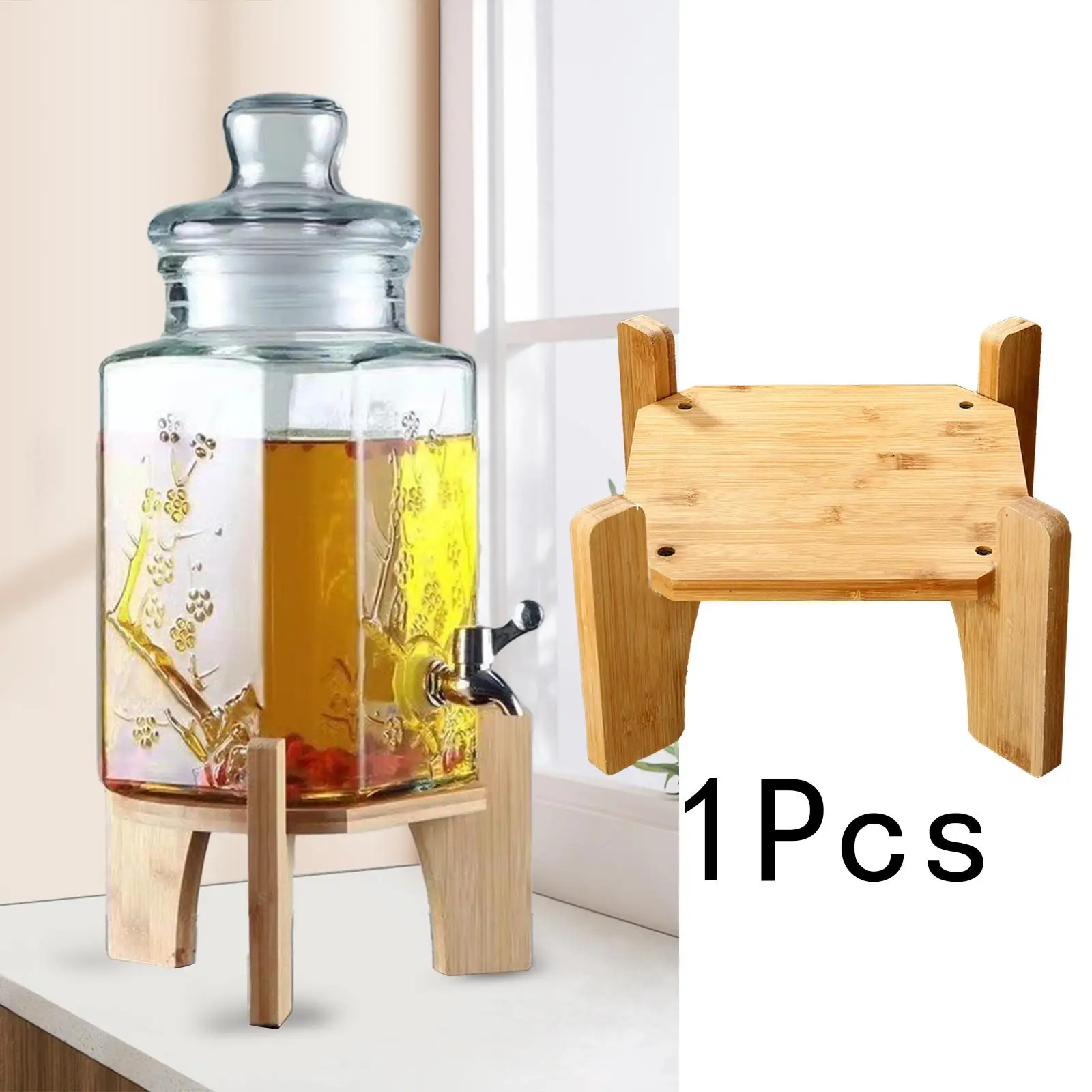 Drink Dispenser Stand Handicraft Glass Bottle Rack Wooden Round Base Stable for Restaurant Festival Countertop Weddings Drinks