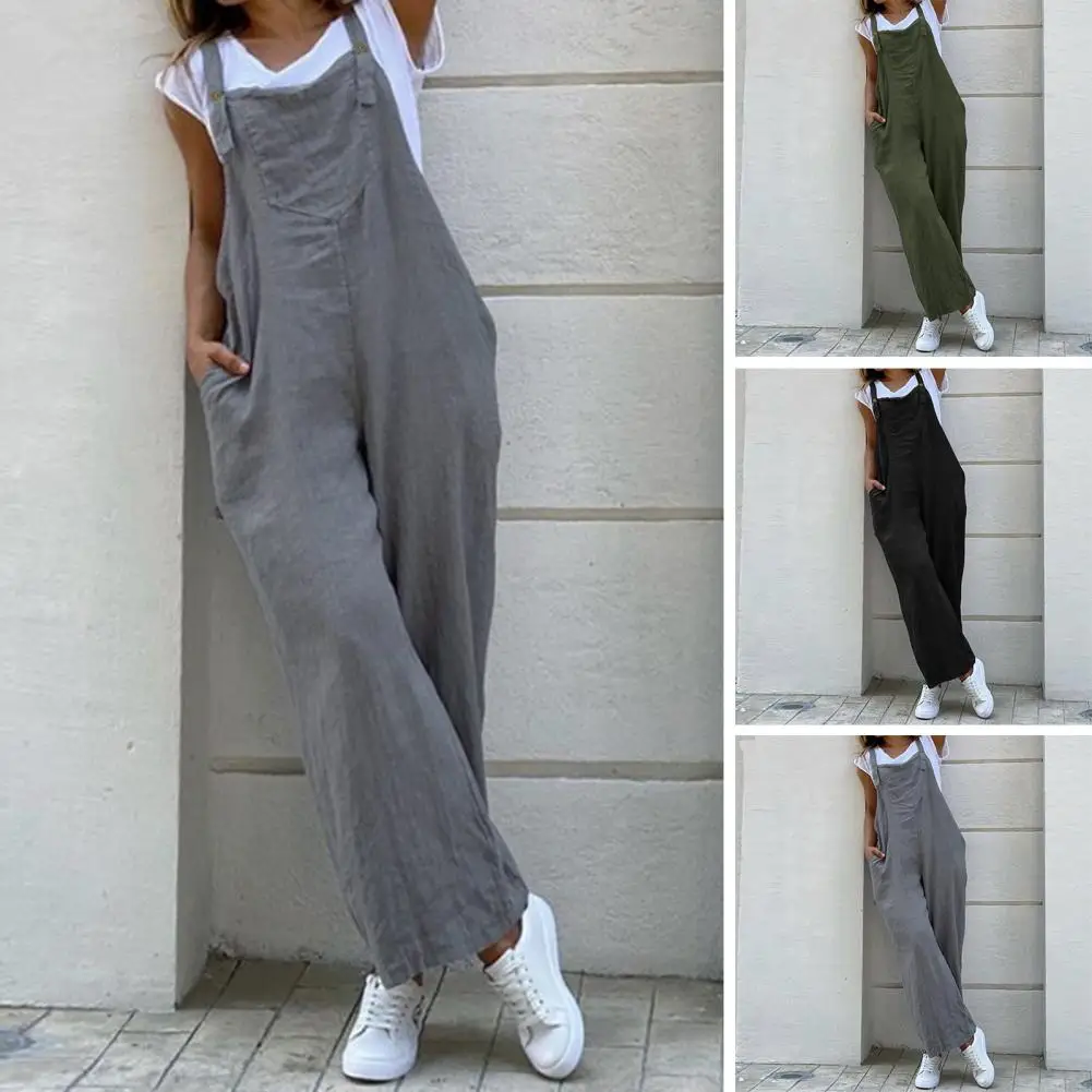 

Fashion Oversized Summer Jumpsuit Energetic Lady Jumpsuit Deep Crotch Strappy Leisure Summer Romper Female Garment