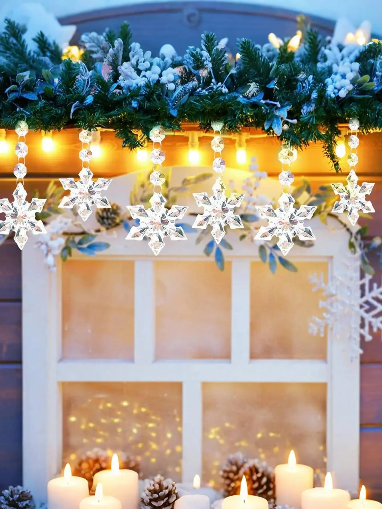 30pcs Crystal Acrylic Snowflake Christmas Tree Ornaments