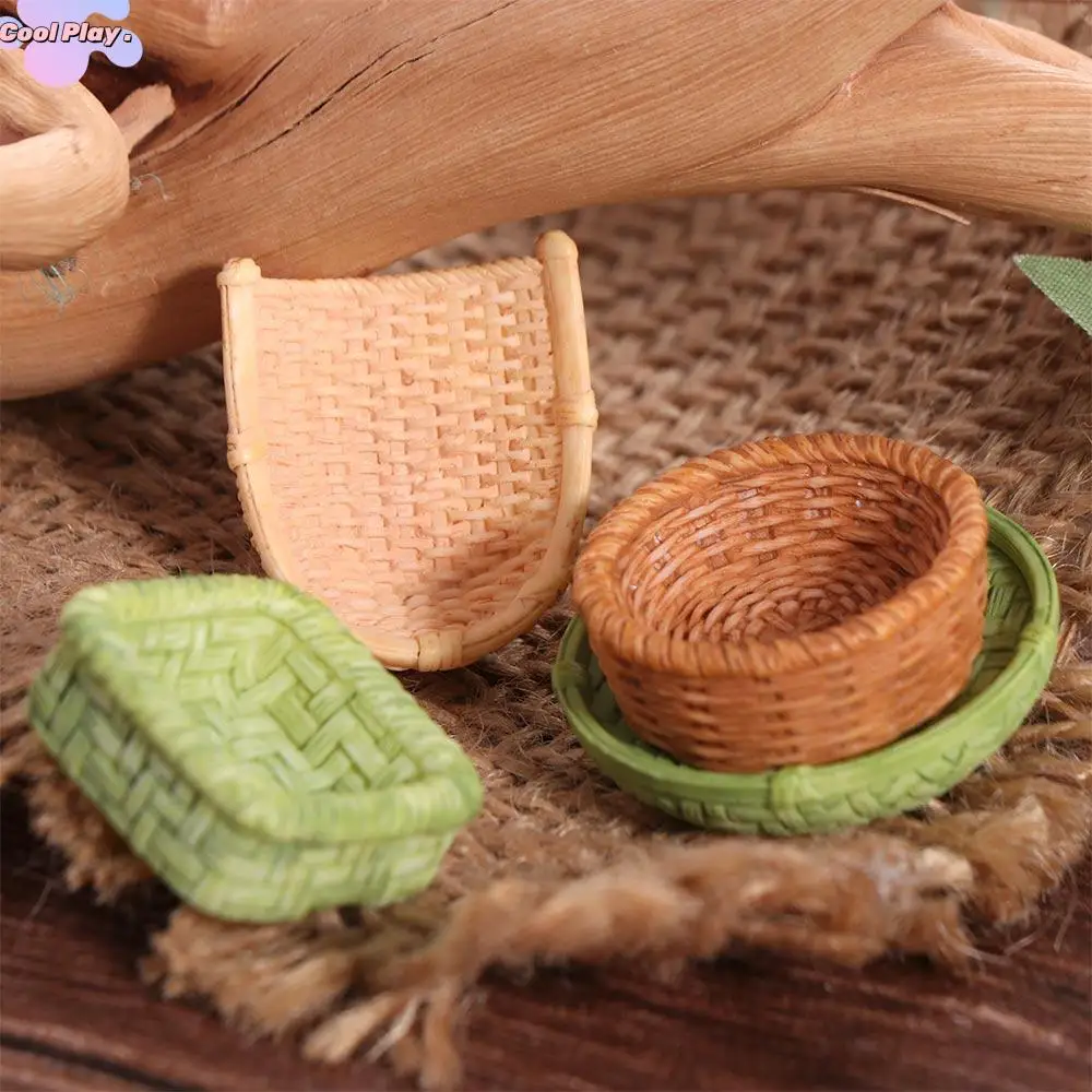 

Figure Toys Simulation Simulation Bamboo Basket Basket Chair Dollhouse Miniature Dustpan 1/12 Furniture Decoration Kid Toys