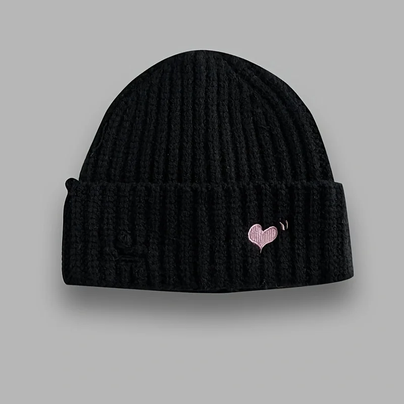 قبعة متماسكة على شكل قلب للنساء، الخريف والشتاء، محيط الرأس الكبير، تجعل الوجه يبدو أصغر، قبعة باردة دافئة لحماية الأذن للرجال