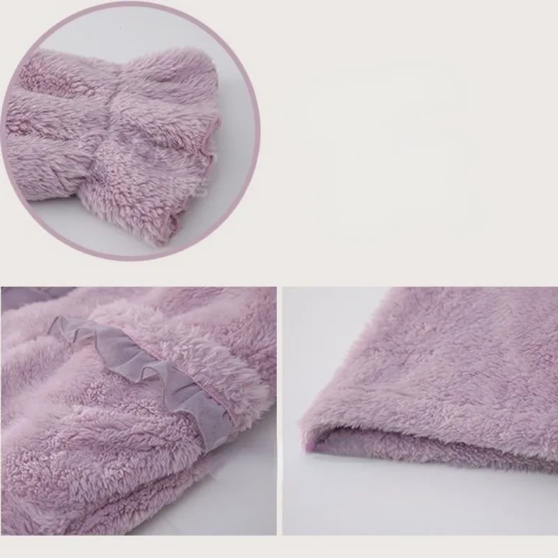 2024 New Autumn Winter Flannel Sleepwear Thickened Comfortable Sleeping Dress Sweet Lace Sexy Fur Robes Falbala Homewear Set