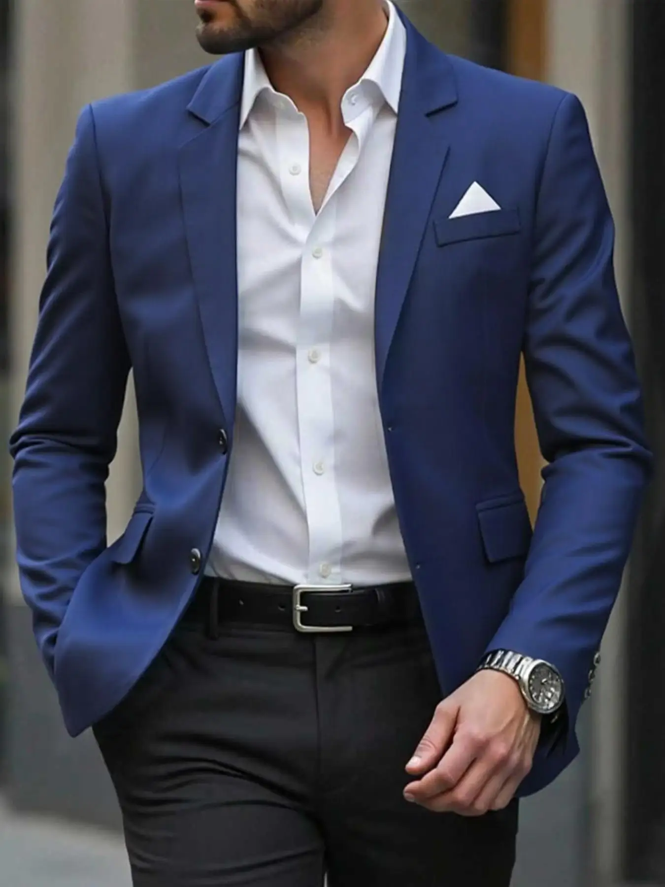 Men's Regular Fit Business Suit Jacket Elegant Design 2-Button Wedding Coat Formal Wear Stylish Men's Clothing