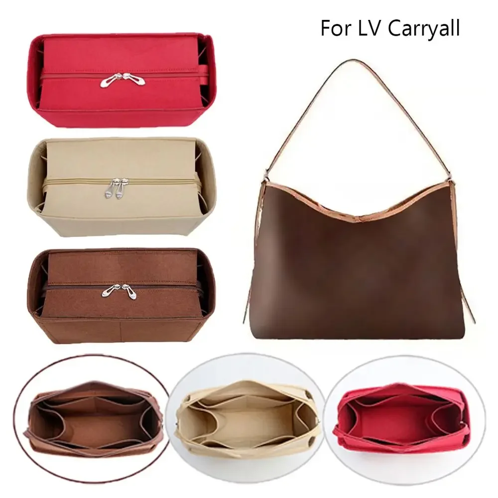 Felt Handbag Insert Bag Large Capacity Multi-Pocket Purse Liner Bag Support Storage Organization Internal Bag for LV Carryall