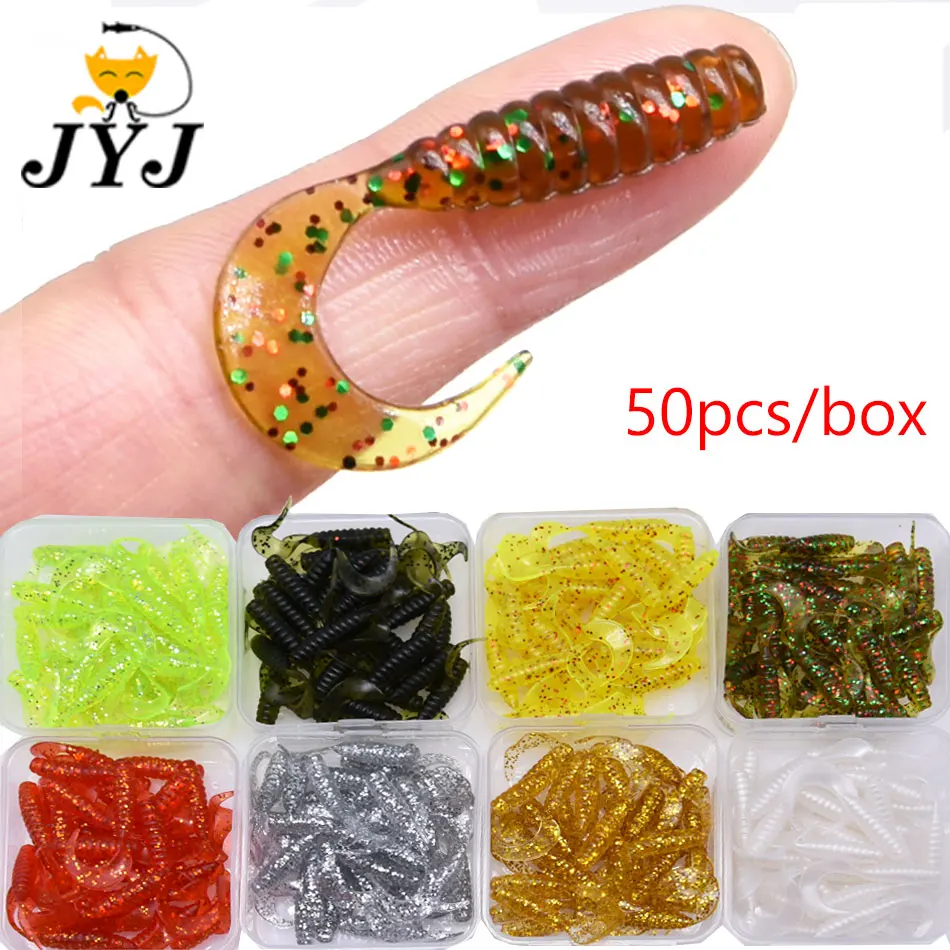 50pcs/box 4cm small soft artificial worm grub lure bait ,fishing silica pesca isca maggot worm grub lure bait for bass perch