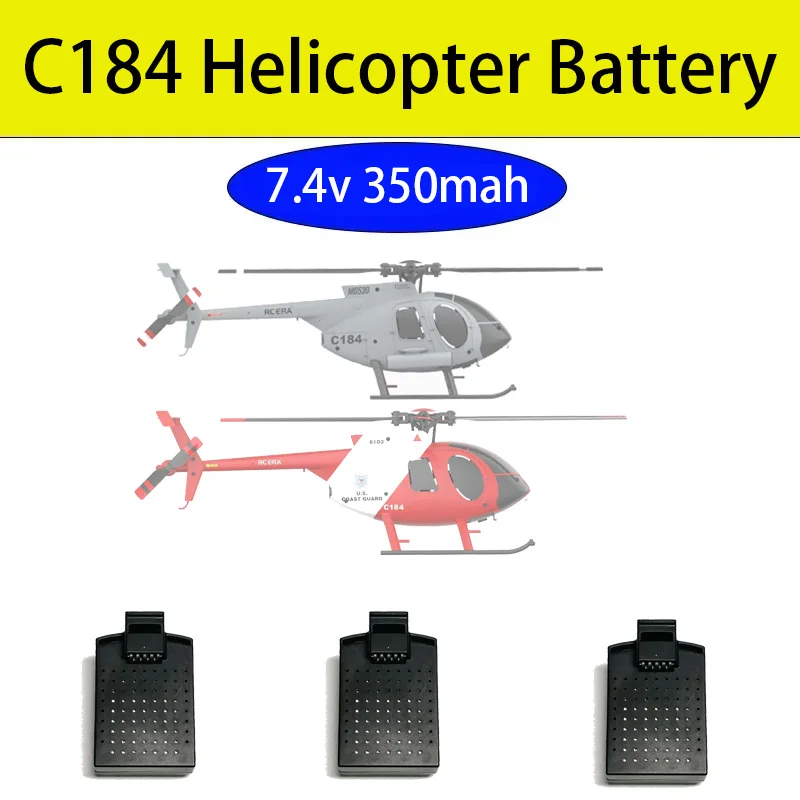 Original RC ERA 7,4V 350mAh LiPo-Akku C184 Mini MD500 RC-Helikopter-Batterie