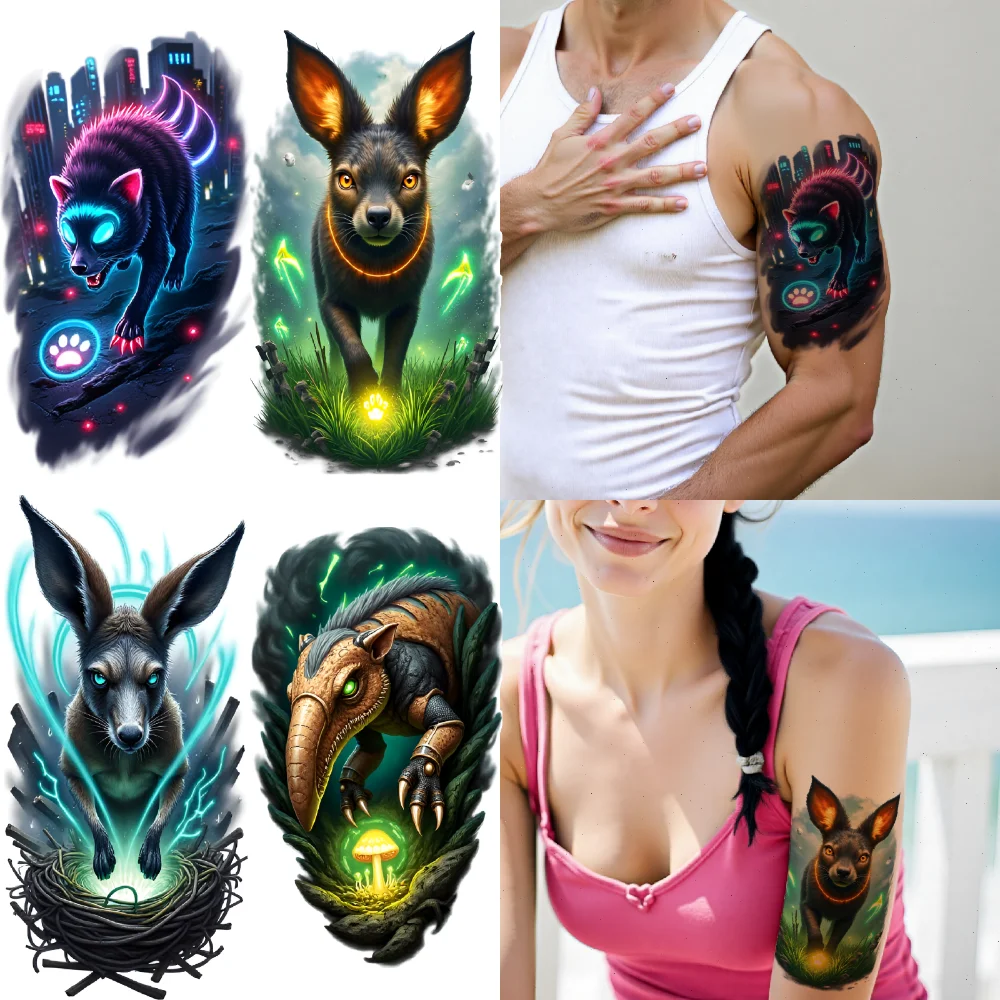 

3 шт., временные татуировки, фэнтезийные татуировки, водонепроницаемые долговечные наклейки для тела, татуировки с животными, красочный реализм для взрослых, руки