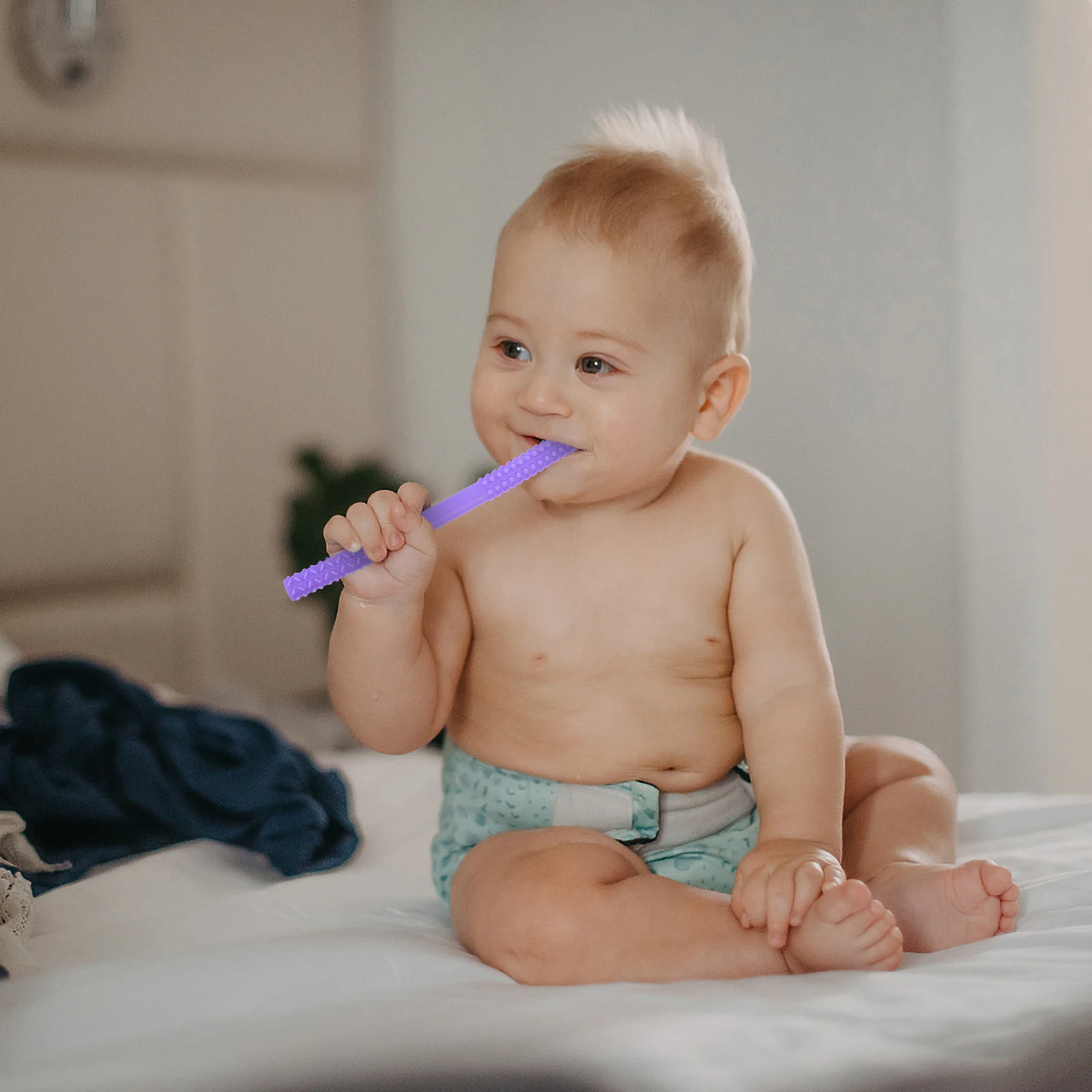 

1 set Baby Teething Toys Y Type Straight Silicone Chew Stick Molar Tube Safe Soft Gum Relief Grasp Crying Biting