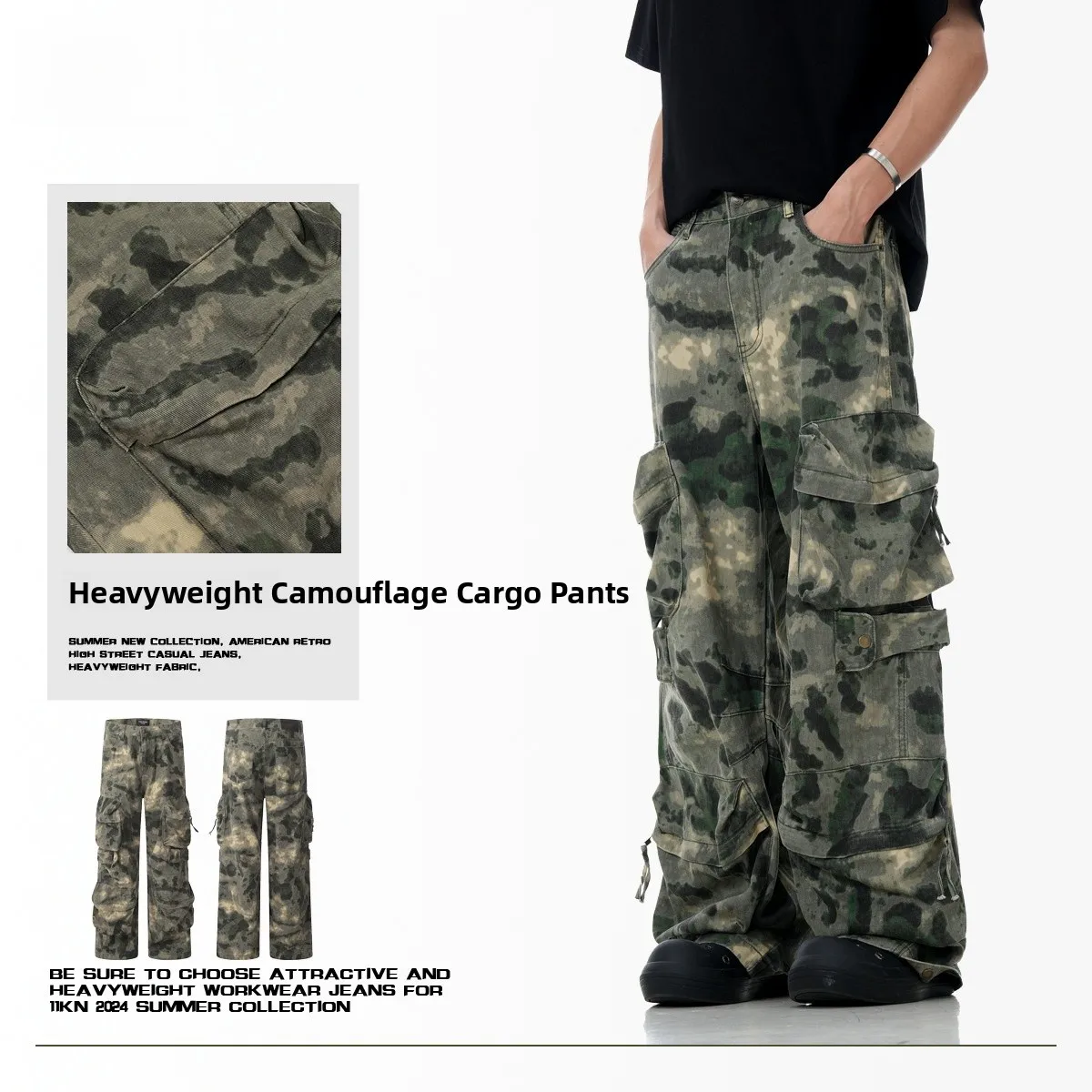 

Американские ретро-брюки в камуфляжном стиле, мужские свободные повседневные длинные брюки, женские модные хлопковые летние шорты