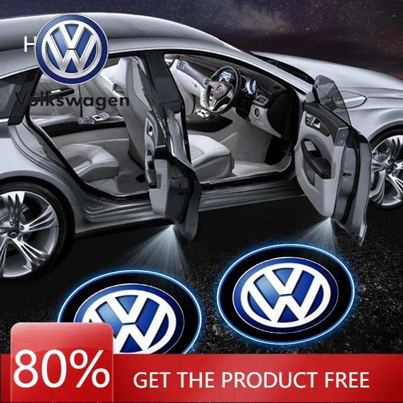 

Колпаки ступицы, 2 шт., эмблема двери автомобиля, светодиодная лампа приветствия, беспроводной лазерный проектор для Volkswagen Jetta MK5 Golf Passat OEM 3B7 Stick