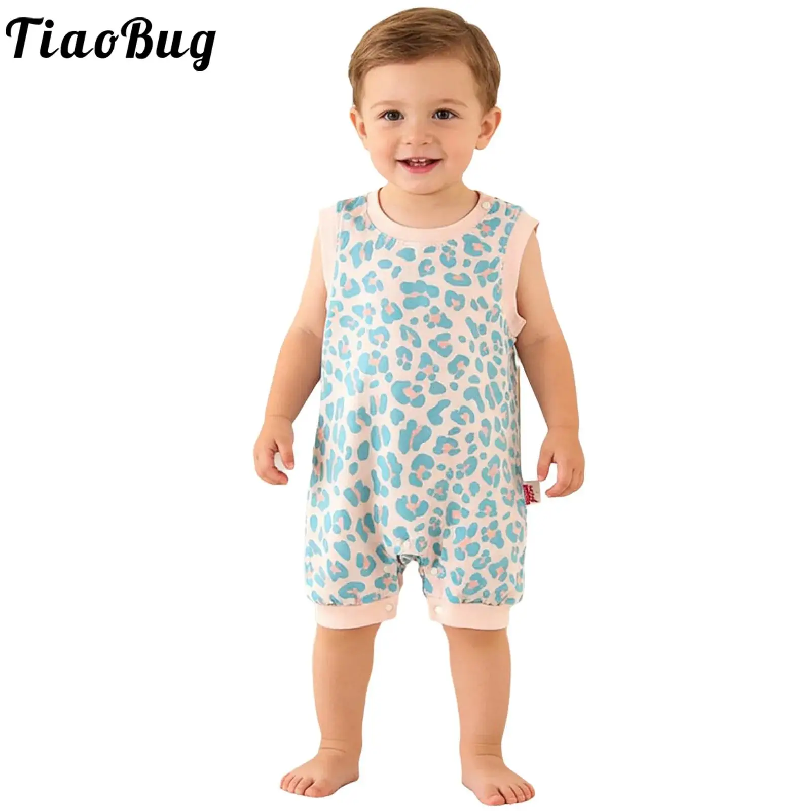 

Комбинезон с динозаврским хвостом для маленьких мальчиков и девочек, комбинезон без рукавов с круглым вырезом и леопардовым принтом, детский костюм для тематической вечеринки на Хэллоуин, день рождения