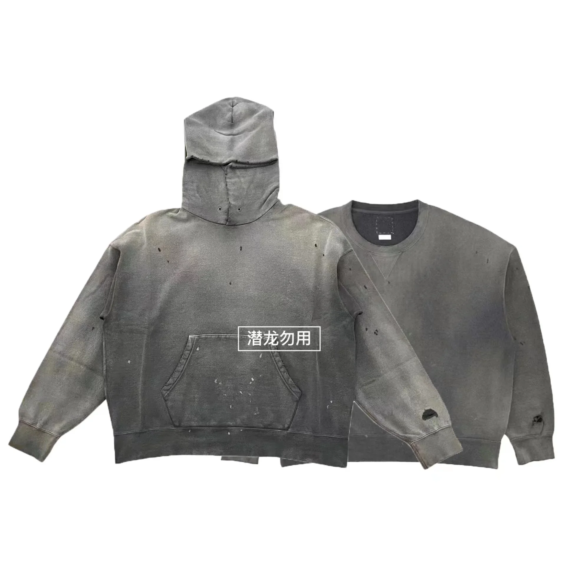 

VISVIM WMV 22AW AMPLUS Толстовка с капюшоном CRASH Стираные и брызг чернила, чтобы сделать старый поврежденный свитер с капюшоном