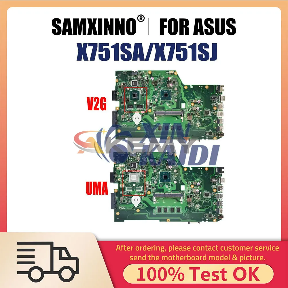 

X751SA Laptop Motherboard For ASUS X751SJ K751SV F751SA A751SA F751SJ Mainboard CPU N3700 N3710 N3150 N3160 N3050 N3060 4GB RAM