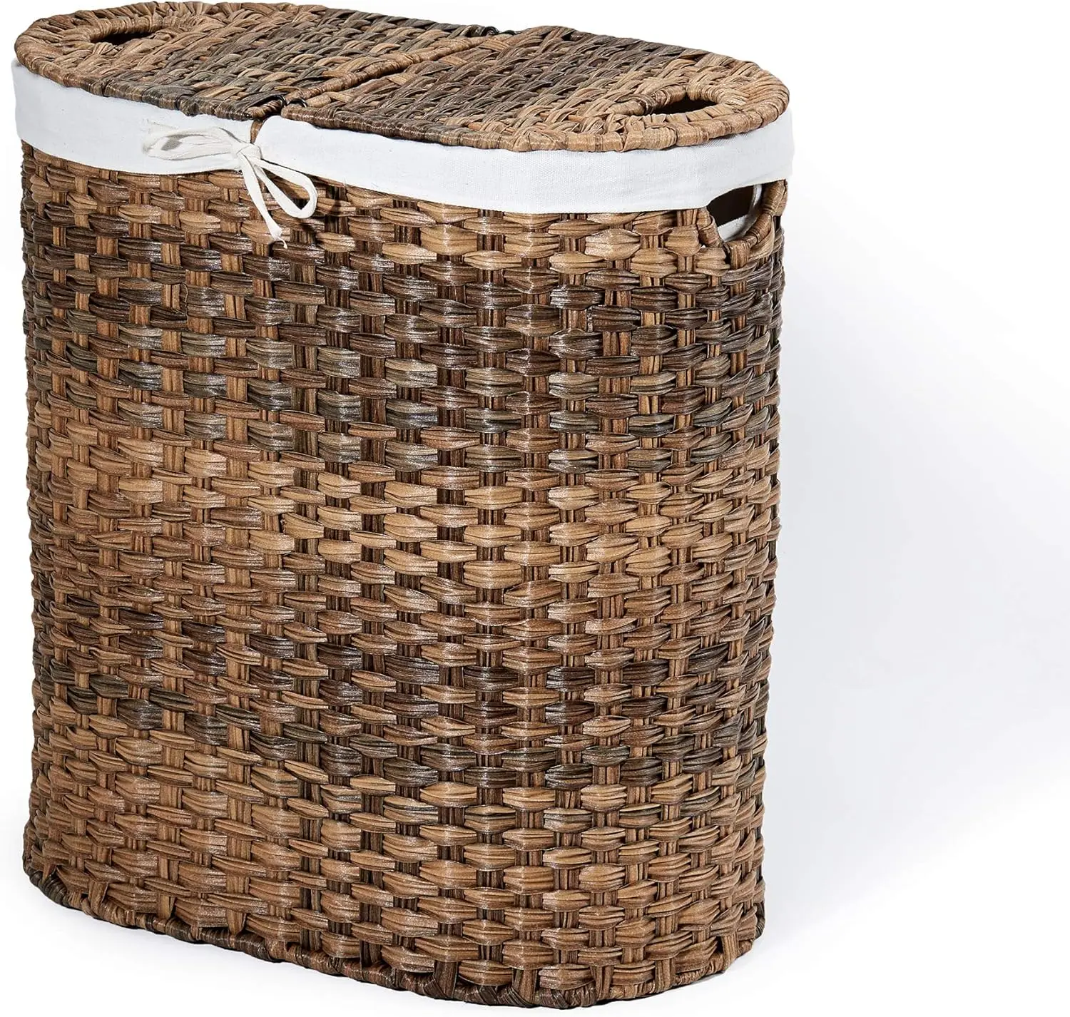 

Premium Handwoven Laundry Basket with Removable Liners, Portable Oval Hamper for Clothes Storage