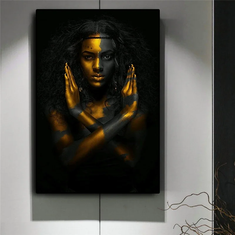 Contemplator Black African Nude Woman Oil Painting on Canvas Posters and Prints Scandinavian Wall Art Picture for living room