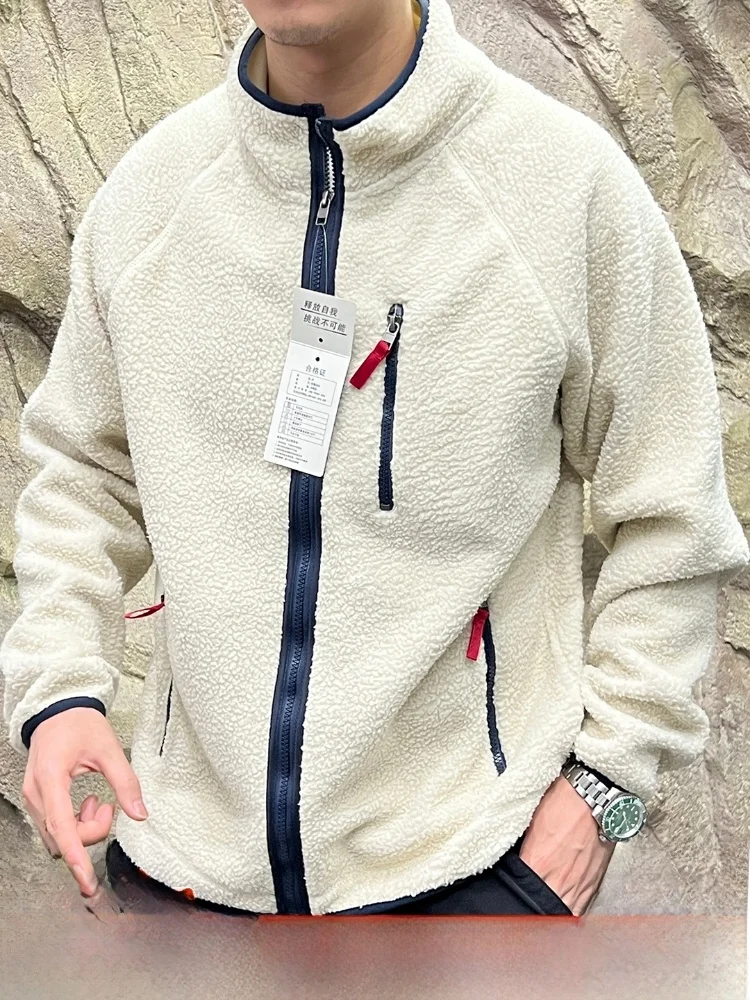 

Heavyweight Inteated Lamb Fur Jaet Outdoor Windproof Warmth for Couples Autumn Winter ex Knitted Polyester Long Sv...