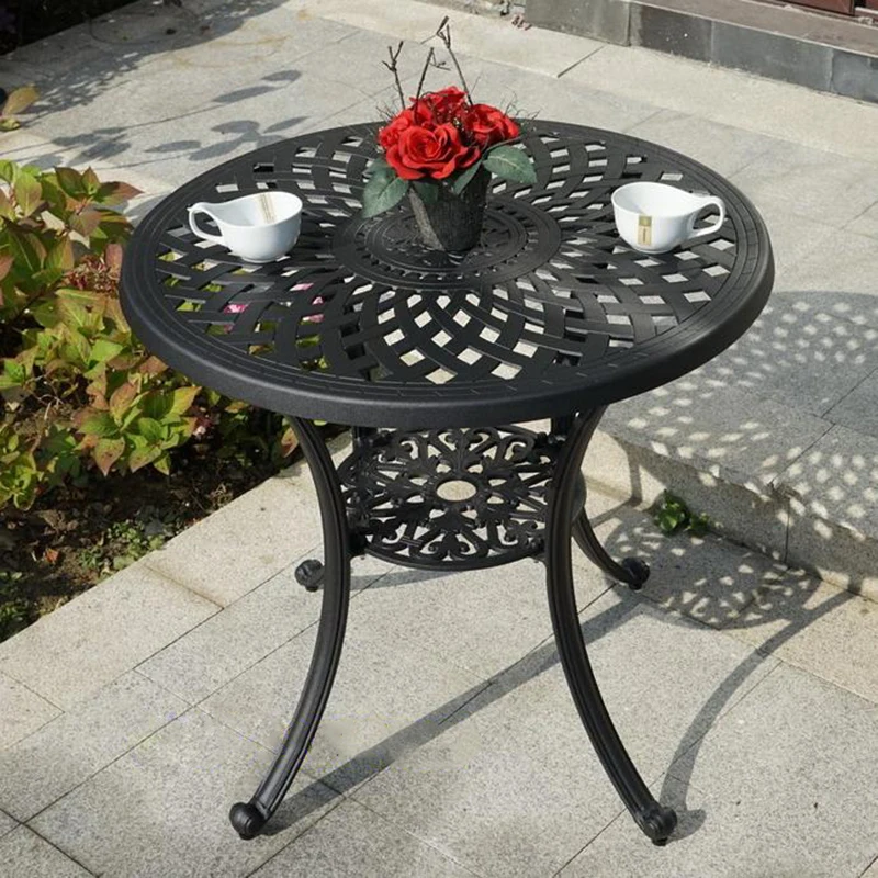 Set-3pcs 주조 알루미늄 정원 가구 테이블 및 의자, 발코니 야외 테라스 레저 세트, 금속 비스트로 세트, 녹 방지 방수