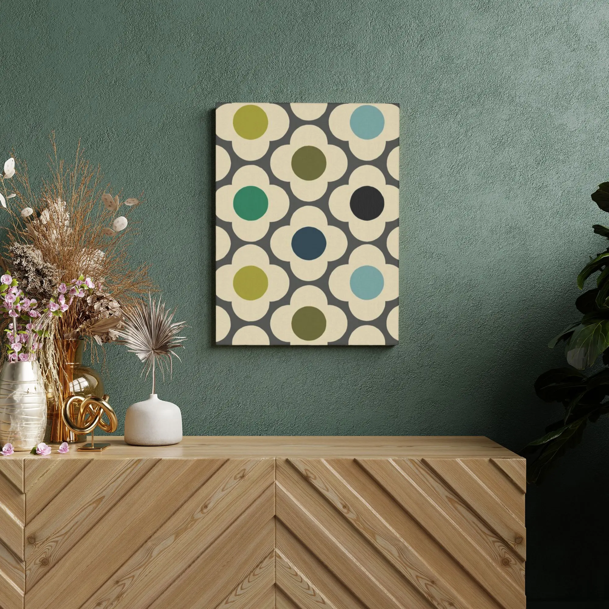 Orla Kiely Flowers Abstract Canvas Painting Wall Art Unframed Art for Apartment Geometric Unique Present for Friends 30x40cm