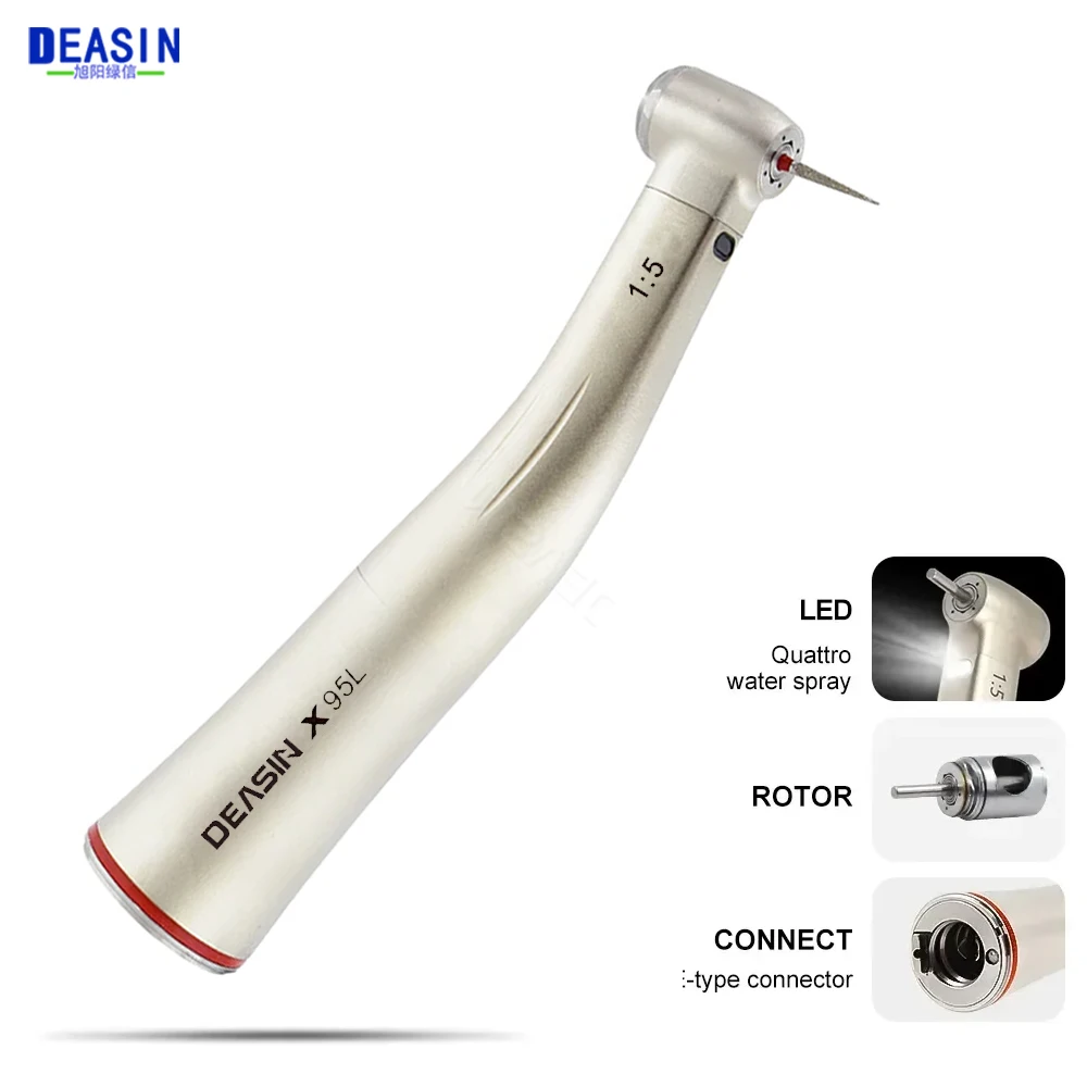 

Dental Factory equipment increasing red ring 1:5 with light contra angle handpiece Push Button dental handpiece medical supply