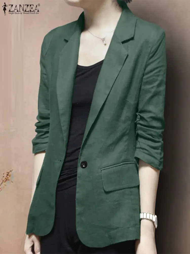 ZANZEA Elegant Office Women Blazer Long Sleeve Casual Suits Lady Lapel Fashion Outwears 2024 Autumn Solid Color Loose Thin Coats