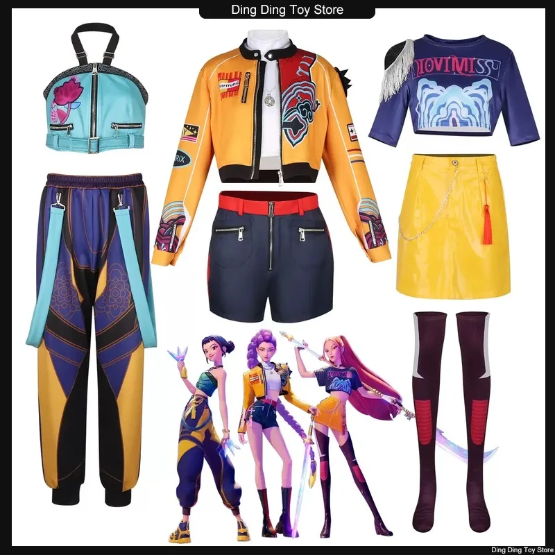 

K-Pop Охотники на демонов, карнавальный костюм из фильма, платье для девочек, школьная вечеринка, Хэллоуин-Мира Руми Зои, детский аниме-наряд