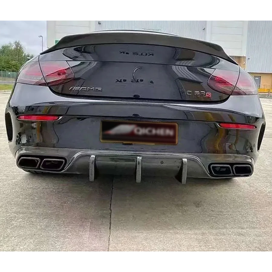 لمرسيدس بنز C الفئة W205 C43 C63 C200 C260 C300 ألياف الكربون عودة الشفة سيارة المصد الخلفي الناشر الخائن المفسد طقم الجسم #5