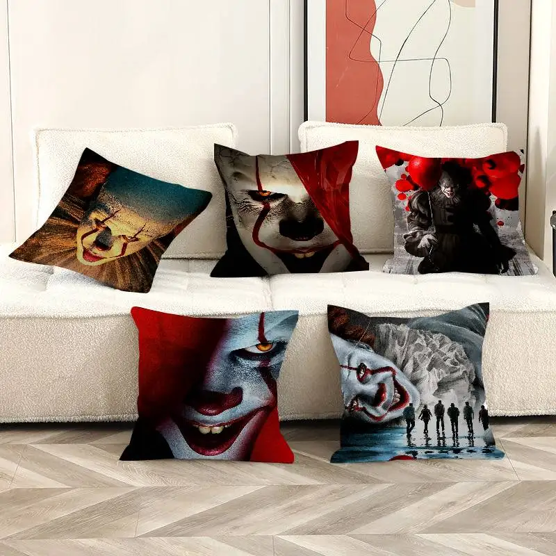 I-It P-Pennywise Clown Cushion Cover Polyester Sofa Cushions Decorative Throw Pillows Home Decoration Pillowcover