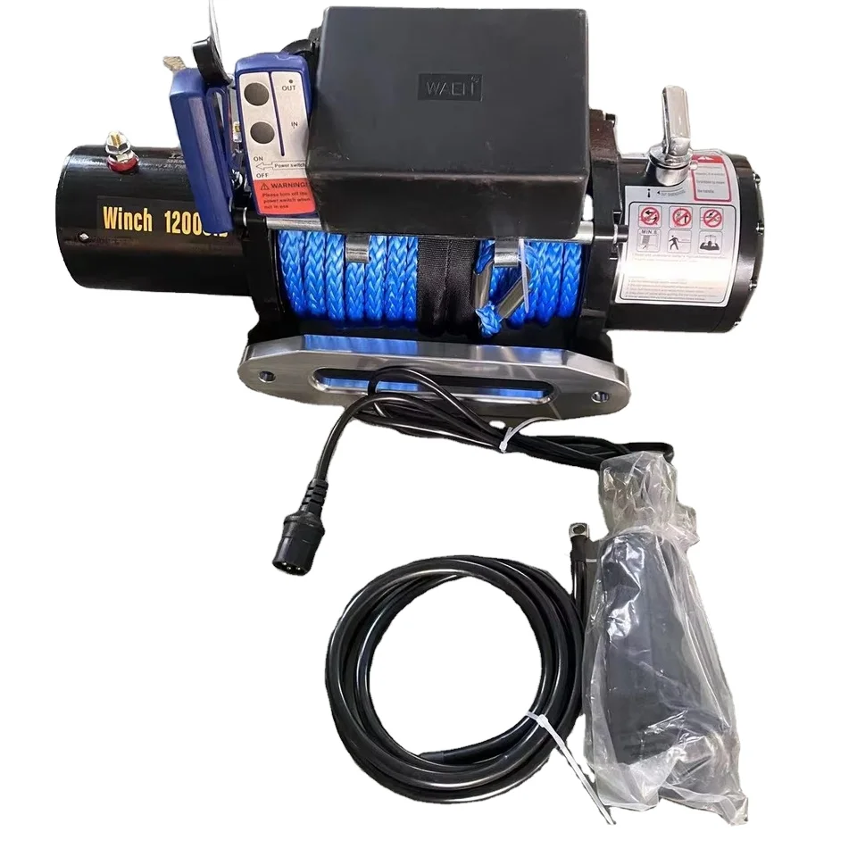 Steel Electric Winch with 12V DC Motor Nylon Rope for ATV UTV Off-Road Boat Cranes Auto Applications 24V Winch
