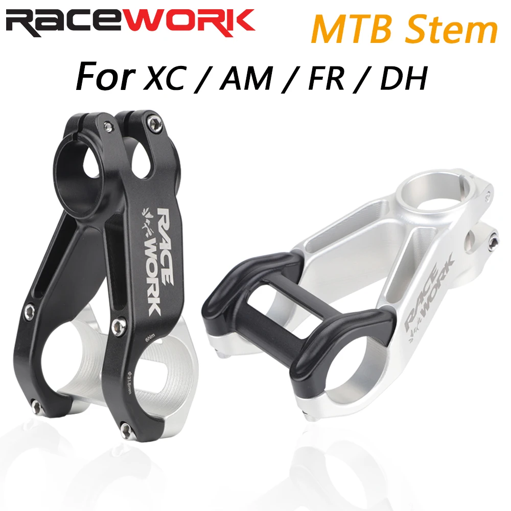 

RACEWORK MTB Bicycle Retro Handlebar Stem XC/AM/FR/DH Mountain Bike -17 Degree High-Strength CNC Riser 31.8x80mm Cycling Parts