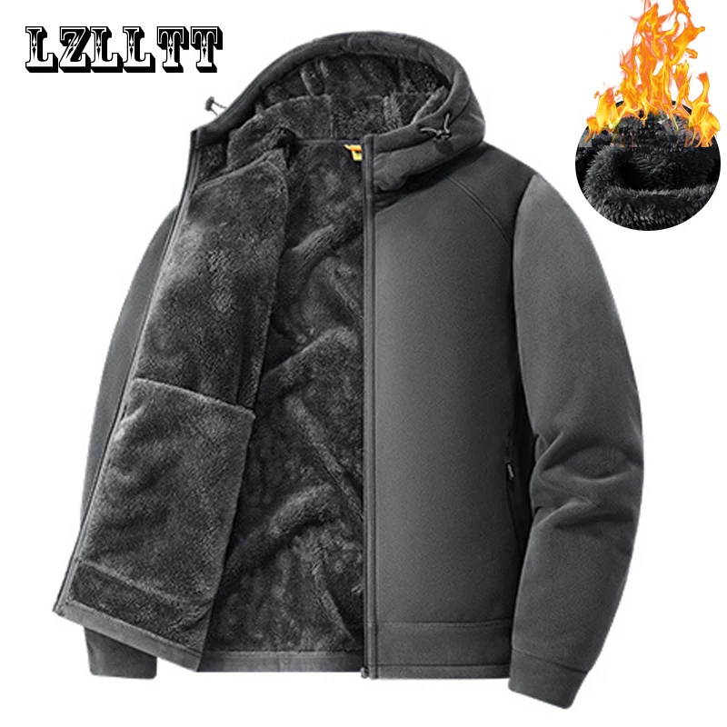 Winter Men Fleece Warm Jackets Mens Windproof Thick Jackets Parkas Coats Men Hooded Casual Outwear Jackets Male LZLLTT