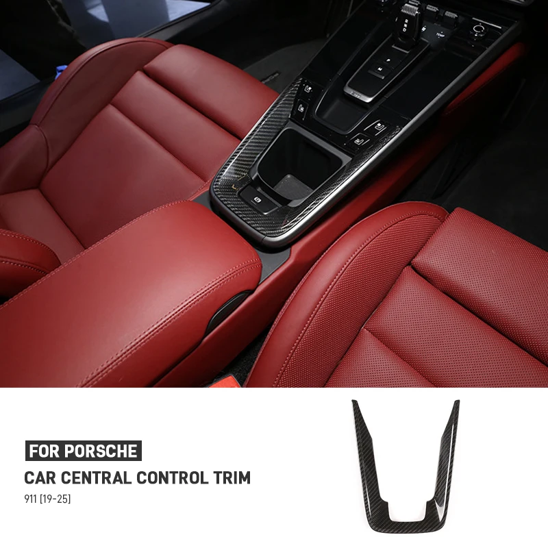 

Real Carbon Fiber Car Center Console Cup Holder Parking Button Frame Cover Trim Decorative Sticker For Porsche 911 992 2019-2024